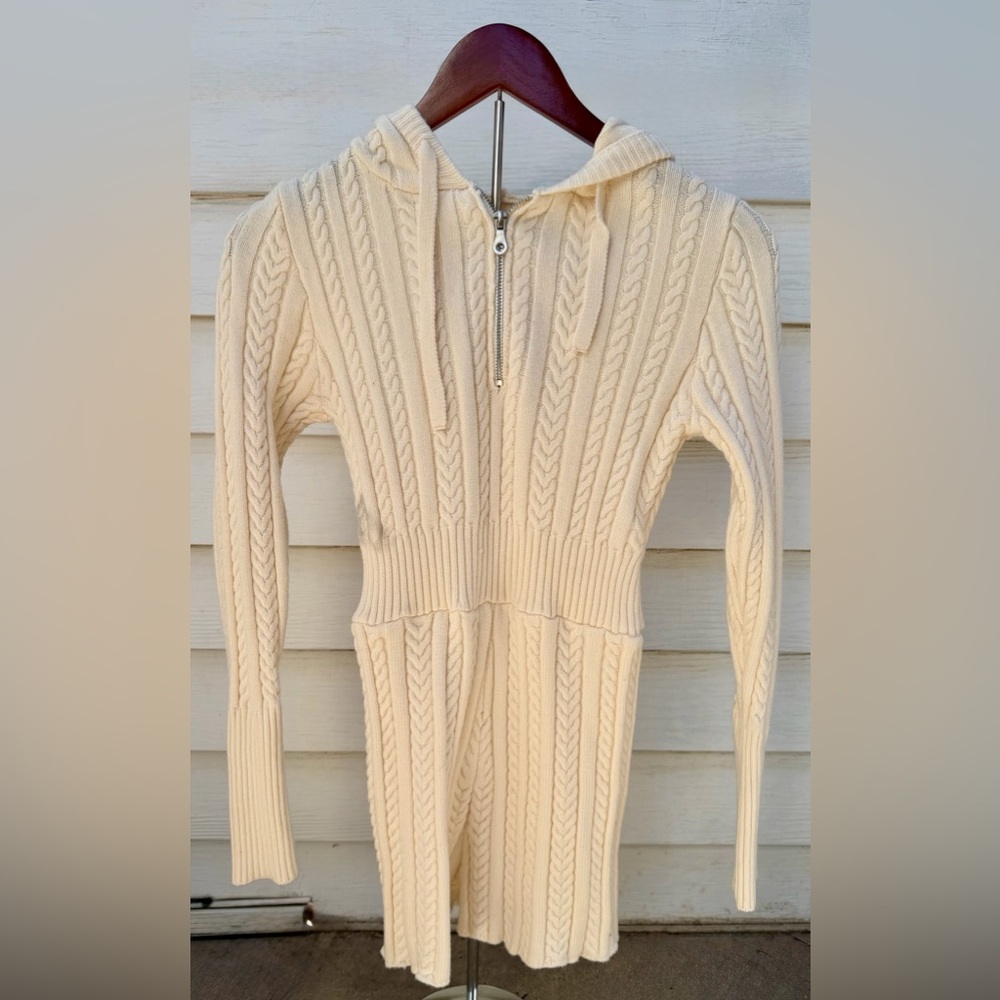 Forever 21 hooded zip-up cable knit romper - NWT